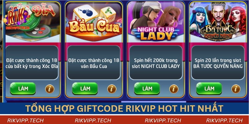 Tổng hợp giftcode rikvip hot hit nhất Tổng hợp giftcode rikvip hot hit nhất